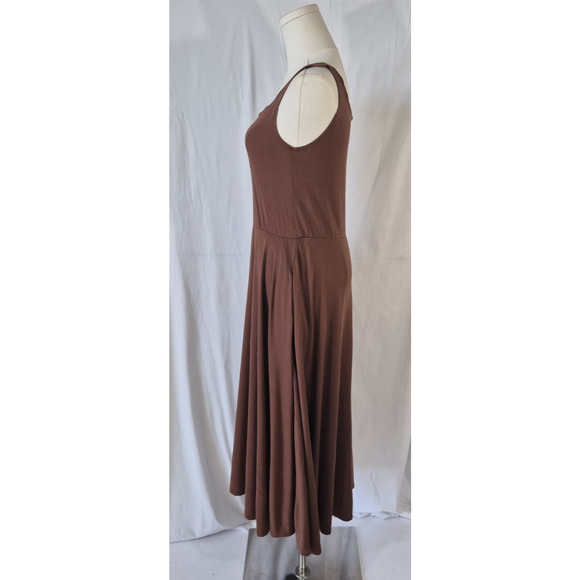 Quince Tencel Jersey Fit And Flare Brown Midi Dress M - Picture 4 of 7